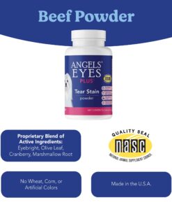 ANGELS' EYES PLUS Tear Stain Prevention Beef Powder for Dogs | All Breeds | No Wheat No Corn | Daily Support for Eye Health | Proprietary Formula |Limited Ingredients | Net Content 75g 16 712YDlORldL