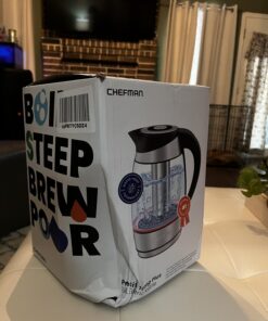 Chefman Electric Kettle with Temperature Control, 5 Presets LED Indicator Lights, Removable Tea Infuser, Glass Tea Kettle & Hot Water Boiler, 360° Swivel Base, BPA Free, Stainless Steel, 1.8 Liters 1.8L - Temperature Control 32 712Z9scMp9L