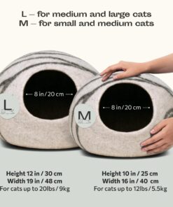 Alternative view of MEOWFIA Premium Felt Cat Bed Cave - Handmade 100% Merino Wool Bed for Cats and Kittens (Light Shades) (Large, Light Grey) Large