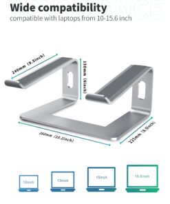 Alternative view of SOUNDANCE Laptop Stand, Aluminum Computer Riser, Ergonomic Laptops Elevator for Desk, Metal Holder Compatible with 10 to 15.6 Inches Notebook Computer, Silver A-Silver