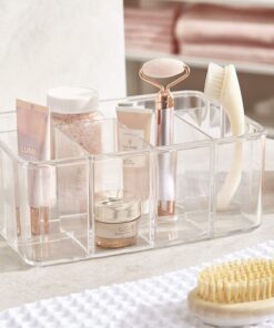 STORi 5-Compartment Clear Plastic Organizer | Rectangular Divided Makeup and Vanity Storage Bin and Office Desk Caddy | Scalloped Wall Design | Made in USA 36 712dvbzIggL