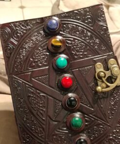 Leather Chakra Journal: Unlock Your Inner Magic with 7 Stones Celtic Notebook | Leather Bound Journal, Book of Shadows & Wiccan Gift | Diary with Lock for Witches, Goth Lovers, and D&D Enthusiasts Blank Paper 37 712fqGLvnSL