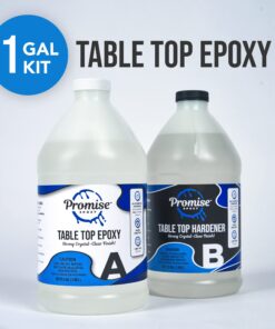 Epoxy Resin Promise Table Top 2-Part- 1 Gallon High Gloss (0.5 Gal Resin + 0.5 Gal Hardener) Transform Your DIY Projects with Crystal Clear Finish - Ideal for Bar Tables, Tabletops, Countertops & More 26 712fwwep pL
