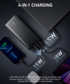 Anker Power Bank, 25,600mAh Portable Charger 87W Bundle with 65W USB-C Wall Charger, Works for MacBook Pro, Dell XPS, Microsoft, Pixelbook, iPhone 13 series, Samsung, iPad Pro, and More 34 712gFRNJlJL