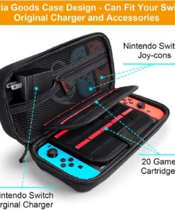 Alternative view of Deruitu Switch Carrying Case Compatible with Nintendo Switch/Switch OLED - Fit AC Charger Adapter - with 20 Game Cartridges Hard Shell Travel Switch Pouch for Console & Accessories Black