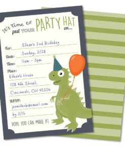 Koko Paper Co Dinosaur Party Invitations, Fill-In Style T-Rex Design For Boys and Girls, with Envelopes, Set of 25, 4.25” x 6” Printed on Heavy 140lb Card Stock 11 712j3QOrwhL