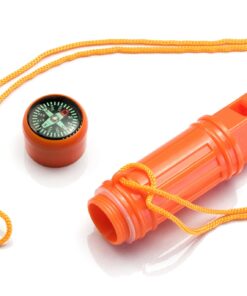 Alternative view of SE 5-in-1 Orange Survival Whistle with Compass, Signaling Mirror, Lanyard, and Fire Starter - 112dB, 4.5-Inch Length - Ideal for Hiking, Camping, Emergencies - CCH5-1 1 Piece