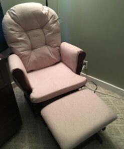 Storkcraft Premium Hoop Glider and Ottoman (Cherry Base, Beige Cushion) – Padded Cushions with Storage Pocket, Smooth Rocking Motion, Easy to Assemble, Solid Hardwood Base Ch/Beige <M21> 38 712lG8kudqL