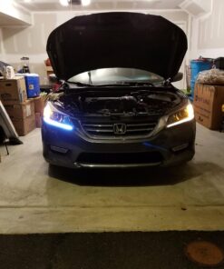 iJDMTOY Compatible With 2013-2015 Honda Accord Sedan, Set of Xenon White LED Even Illuminating Daytime Running Light Retrofit Kit, Fit Inside Parking Lamp Housing 36 712mLeE59OL