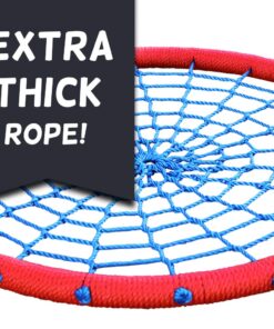 Giant 40 Inch Spider Web Tree Swing, 600 lb Weight Capacity, Durable Steel Frame, Waterproof, Adjustable Ropes, Flag Set and 2 Carabiners, Non-Stop Fun for Kids! Red 21 712nZGLJUKL