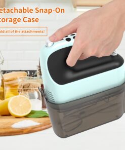 Yomelo 9-Speed Digital Hand Mixer Electric, 400W Powerful DC Motor, Baking Mixer Handheld with Snap-On Storage Case, Touch Button, Turbo Boost, Dough Hooks, Whisk (Ice Blue) Ice Blue 26 712oal2SFRL