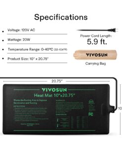 VIVOSUN 10"x 20.75" Seedling Heat Mat and Digital Thermostat Combo Set, UL & MET-Certified Warm Hydroponic Heating Pad for Germination, Indoor Gardening, Greenhouse 10"x20.75" 26 712qZFn6UXL