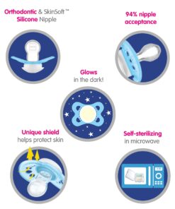 Alternative view of MAM Night Pacifiers (2 Pack, 1 Sterilizing Pacifier Case), MAM Pacifiers 0-6 Months, Best Pacifier for Breastfed Babies, Glow in the Dark Pacifier, Baby Girl Pacifier 2-Pack