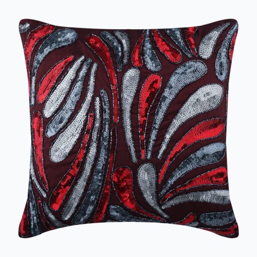 The HomeCentric Cushion Cover Sofa, Decorative Red Pillow Covers for Couch 16x16 inch (40x40 cm), Silk Pillowcase with Zipper, Abstract, Sequins Embellished, Modern Toss Pillow Covers - Royal Splash 16" x 16"