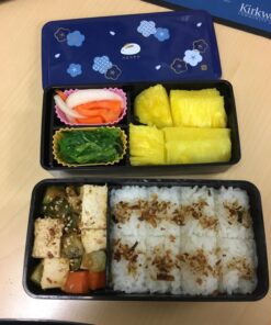 Japanese Traditional Rabbit Blossom Bento Box Set - Square 2 Tier Bento Box, Rice Ball Press, Bento Bag (Blue) 46 712tUxdffVL