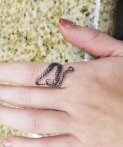 AZYOUNG 316L Stainless Steel Pirate Octopus Ring Tentacles Black S-shaped One Size Opening Ring 30 712vR8IHyFL