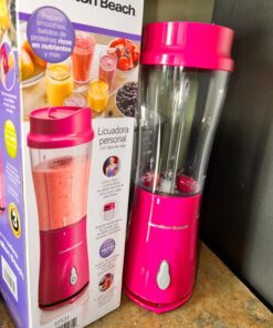 Hamilton Beach Portable Blender for Shakes and Smoothies with 14 Oz BPA Free Travel Cup and Lid, Durable Stainless Steel Blades for Powerful Blending Performance, Raspberry (51131) 14 oz. 1 Jar 32 712vawkXHGL