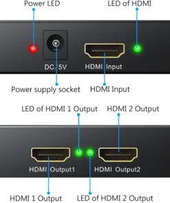 eSynic HDMI Splitter 4K HDMI Splitter 1 in 2 Out HDMI Splitters Box Power HDMI Splitter for Dual Monitors Hdcp Bypass HDMI Splitter Supports Full HD 1080P 4K @ 30Hz for PS4 Fire Stick HDTV etc Style-B 16 712wHEFY6L
