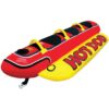 AIRHEAD HD-3 Hot Dog Triple Rider Towable Inflatable 3 Person Boat Lake Tube with Tow Point, Handles, and Double Stitched 840-Denier Nylon Cover 1-3 Rider 8 712xQE1YqL