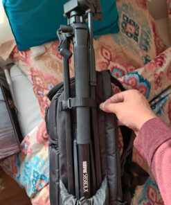 USA Gear DSLR Camera Backpack Case - 15.6 inch Laptop Compartment, Padded Custom Dividers, Tripod Holder, Rain Cover, Long-Lasting Durability and Storage Pockets - Compatible with Many DSLRs (Black) Black 51 712xnFJ t4L