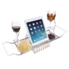iPEGTOP Stainless Steel Bathtub Caddy Tray - Over Bath Tub Racks Shower Organizer with Extending Sides, Removable Wine Glass Book Holder 46 712zi48B7CL