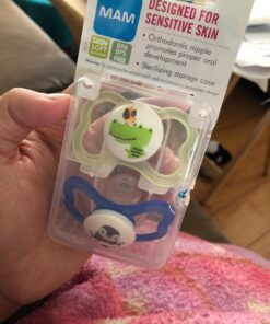 MAM Air Pacifiers (2 pack), MAM Sensitive Skin Pacifier 6+ Months, Best Pacifier for Breastfed Babies, Baby Boy Pacifiers, 6-16 (Pack of 2) Pacific Blue & Stone 2 Count (Pack of 1) 37 712zoLdJD8L 1