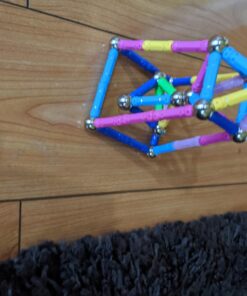 ELONGDI 130 Pieces - Magnetic Building Sticks Building Blocks Set, Magnet Educational Toys Magnetic Blocks Sticks Stacking Toys Set, Non-Toxic Building Toy 3D Puzzle with Storage Bag 46 713 8OG3i L