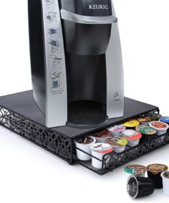 Home-It K Cup Holder for Counter - Storage Drawer for Keurig K-Cup Coffee Pod Organizer - Metal Designed K-Cup Storage, 42 Pod Capacity Compact Under Coffee Pot 22 713 lnK4OML