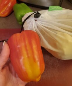 purifyou Reusable Produce Bags, Heavy Duty Double Stitched Washable Mesh Grocery Bag with Drawstring, Ideal for Farmers Market, Beach, and Refrigerator Storage, Set of 9 (XL, Large, Small) Set of 9 Mixed 38 7130lhW8BcL