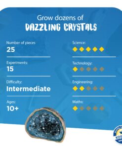 Thames & Kosmos Crystal Growing Science Kit Grow Over A Dozen Crystals with 15 Experiments, Includes Storage Case & 32 Page Color Laboratory Manual Crystal Growing Original 23 7132JnsNL