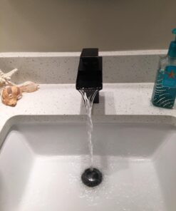 BWE Oil Rubbed Bronze Bathroom Faucet Modern Waterfall for Sink 1 Hole or 3 Hole Rustic Bath Vanity Faucets Single Handle Mixer Tap with Supply Lines 53 7133Kr7AQL