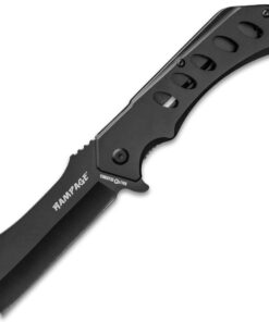 Rampage Black Cleaver Pocket Knife – Non-Reflective Stainless Steel Cleaver-Style Blade, Heavy Duty Pocket Clip, Ball Bearing Assisted Opening – Unique Pocket Knife for Knife Enthusiasts - 12” Overall 10 7133OanROKL