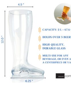 Alternative view of Domestic Corner - Das Boot - Quality Glass Beer Boot Mug for Oktoberfest Celebrations, St. Patrick's Day, Bachelor or Bachelorette Festivities, Holds Over 5 Beers - 2 Liter 2-Liter