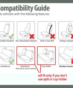 FH Group Car Seat Covers Front Set in Cloth - Car Seat Covers for Low Back Car Seats with Removable Headrest, Universal Fit, Automotive Seat Covers, Washable Car Seat Cover for SUV, Sedan, Van Beige 30 7133ir6oaQL 1