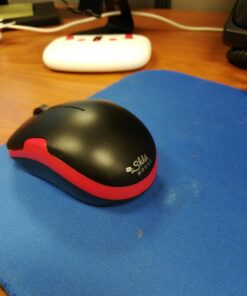 SHHHMOUSE Wireless Silent Noiseless Clickless Mobile Optical Mouse with USB Receiver and Batteries Included, Portable and Compact, for Notebook, PC, Laptop, Chromebook, Computer, MacBook (Black/Red) Black/Red 22 7133v73vP1L