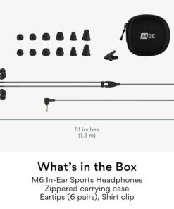 MEE audio M6 Sport Wired Earbuds, Noise Isolating In Ear Headphones, Sweatproof Earphones for Running/Gym/Workouts with Dynamic Enhanced Bass Sound, Memory Wire Earhooks, 3.5mm Jack Plug (Black) Black Regular 3.5mm Wired 27 713460dBTvL