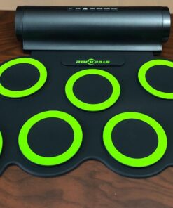 PAXCESS Electronic Drum Set, Roll Up Drum Practice Pad Midi Drum Kit with Headphone Jack Built-in Speaker Drum Pedals Drum Sticks 10 Hours Playtime,Great Holiday Birthday Gift for Kids green 40 7134Gi4CBJL