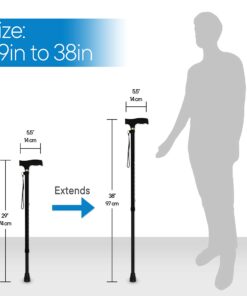 RMS Walking Cane - Adjustable Walking Stick - Lightweight Aluminum Offset Cane with Ergonomic Handle and Wrist Strap - Ideal Daily Living Aid for Limited Mobility Black 13 7136V7swMlL