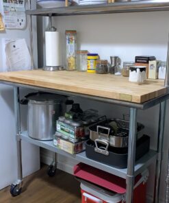 GRIDMANN Stainless Steel Kitchen Prep Table 48 x 24 Inches with Backsplash & Under Shelf, NSF Commercial Work Table for Restaurant and Home 48 in Long x 24 in Deep 34 7137ynomgUL