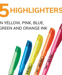Alternative view of BIC Brite Liner Highlighters, Chisel Tip, 5-Count Pack of Highlighters Assorted Colors, Ideal Highlighter Set for Organizing and Coloring 5 Count (Pack of 1)