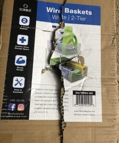 Sorbus 2 Tier Under Sink Bathroom Organizers and Storage, Strong Steel Mesh Sliding Drawers for Enhanced Bathroom Storage Ideal Bathroom Organization and Storage & Under Kitchen Sink Organizer (White) White 28 7139S4pIa5L