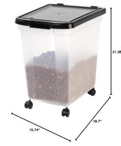IRIS USA 65qt/16.2gal Airtight Pet Food Storage Container, Black 50 lbs Clear/Black 26 713ALSAK7QL