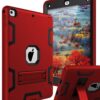 TIANLI iPad 6th Generation Cases,iPad 2018 Case,iPad 9.7 inch Case Three Layer Heavy Duty Shockproof Protective Hybrid High Impact Resistant Cover with Kickstand for iPad A1893/A1954/A1822/A1823,Red Red/Black 45 713Ae52s32L