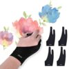 OTraki 4 Pack Artist Gloves for Drawing Tablet Free Size with Two Fingers for Graphics Pad Painting Good for Right or Left Hand - 2.95 x 7.87 inch Medium Black 30 713CNaniD1L