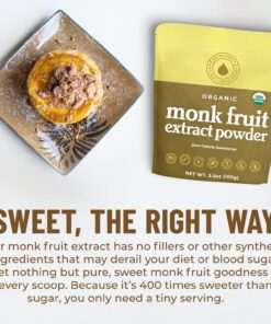 NatriSweet Organic Monk Fruit Extract, 3.5 oz, Pure Monk Fruit Sweetener Organic with No Erythritol, No Fillers, Zero Calories, Pure Monkfruit Sweetener for Keto and Paleo Diet, 322 Servings 25 713CpY3UO5L