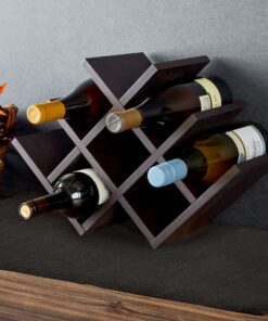 Kamenstein Butterfly Countertop Free-Standing Wooden Wine Rack, Dark Brown, 8-Bottle - 20 713ENoudFrS