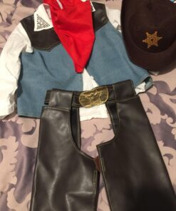 Melissa & Doug Cowboy Role Play Costume Set (5 pcs) - Includes Faux Leather Chaps 32 713FShv4ryL