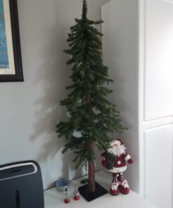 Vickerman 4' Natural Alpine Artificial Christmas Tree - Pre lit Alpine Tree with 337 PVC Tips and 100 Clear Lights- Rustic Artificial Tree for Seasonal Indoor Home Decor -Tree Stand Included 4' Green 16 713G8137dNL