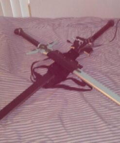 Armory Replicas™ - Titan Attack Kirito's Elucidator Foam Sword - Shingeki no Kyojin Fantasy Foam Sword for LARP - Ideal for LARP, Halloween Costumes, Cosplay PACK 2 with SHEATH GREY and AQUA SWORD SET WITH SHEATH 27 713GSSwghCL