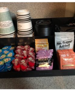 Mind Reader, Countertop Organizer, Coffee Bar, Kitchen Cup and Condiment Station, 17.875" L x 9.5" W x 6.625" H, Black 17.875"L x 9.5"W x 6.625"H, 39 713HiPi67qL